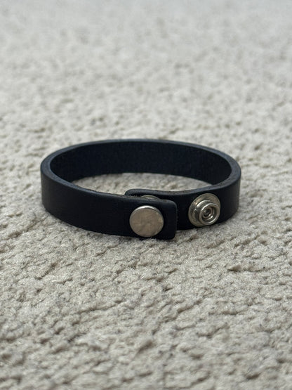 Undercover Logo Snap Button Black Leather Bracelet