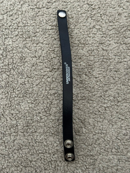 Undercover Logo Snap Button Black Leather Bracelet