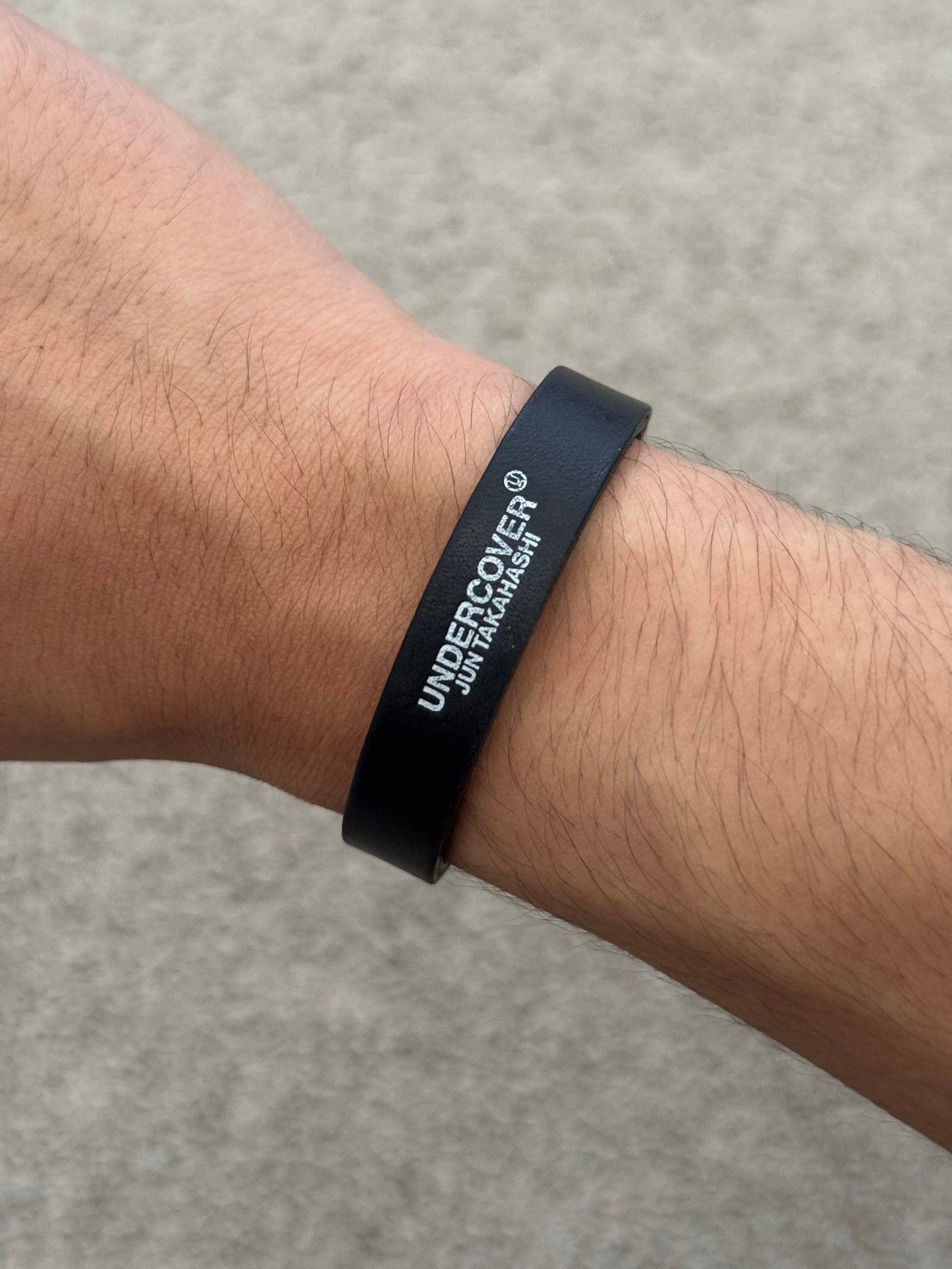 Undercover Logo Snap Button Black Leather Bracelet