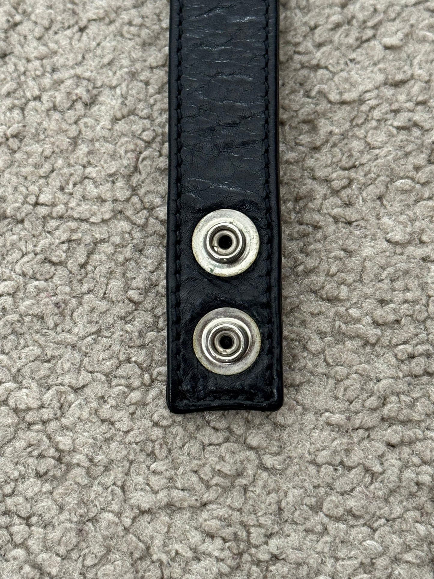 Chrome Hearts 3 Silver Cross Snap Button Leather Bracelet