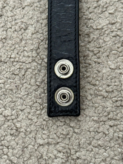 Chrome Hearts 3 Silver Cross Snap Button Leather Bracelet
