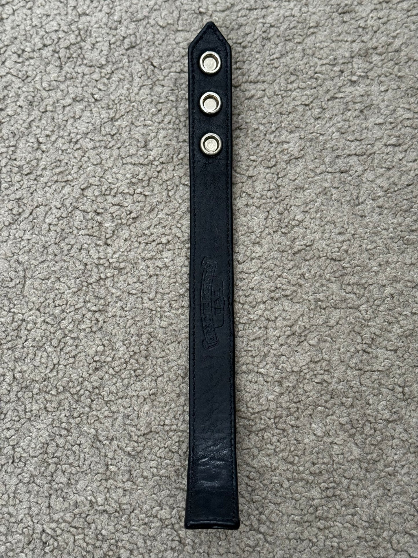 Chrome Hearts 3 Silver Cross Snap Button Leather Bracelet