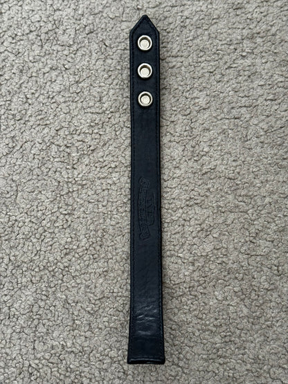 Chrome Hearts 3 Silver Cross Snap Button Leather Bracelet