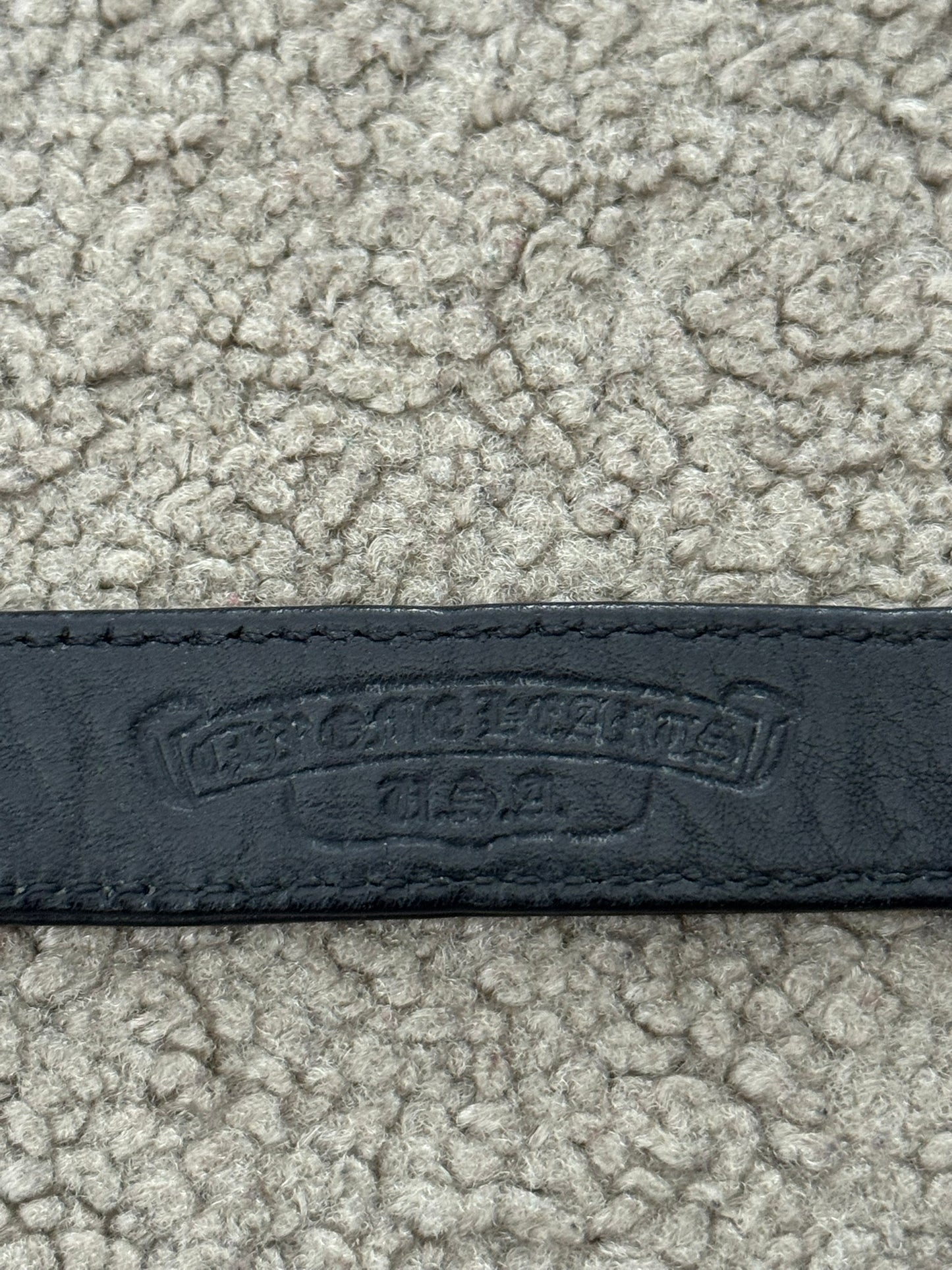 Chrome Hearts 3 Silver Cross Snap Button Leather Bracelet