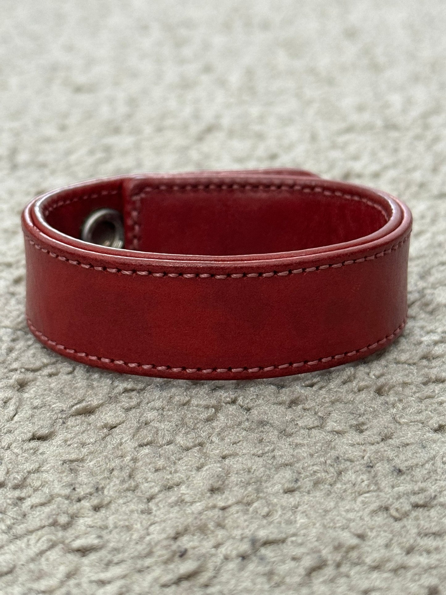 Chrome Hearts 3 Silver Rolling Stones Snap Button Leather Bracelet