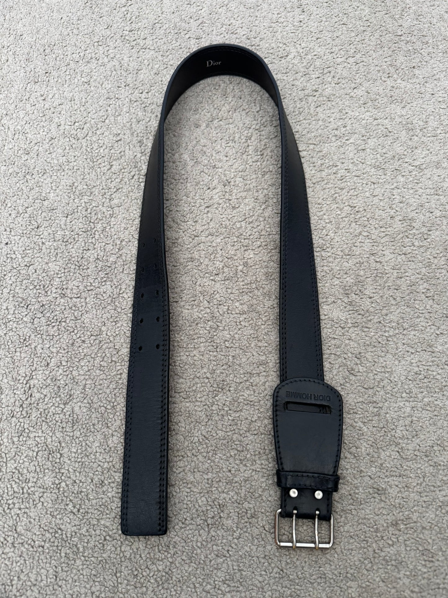 SS05 Dior Homme by Hedi Slimane Double Prong Black Leather Belt