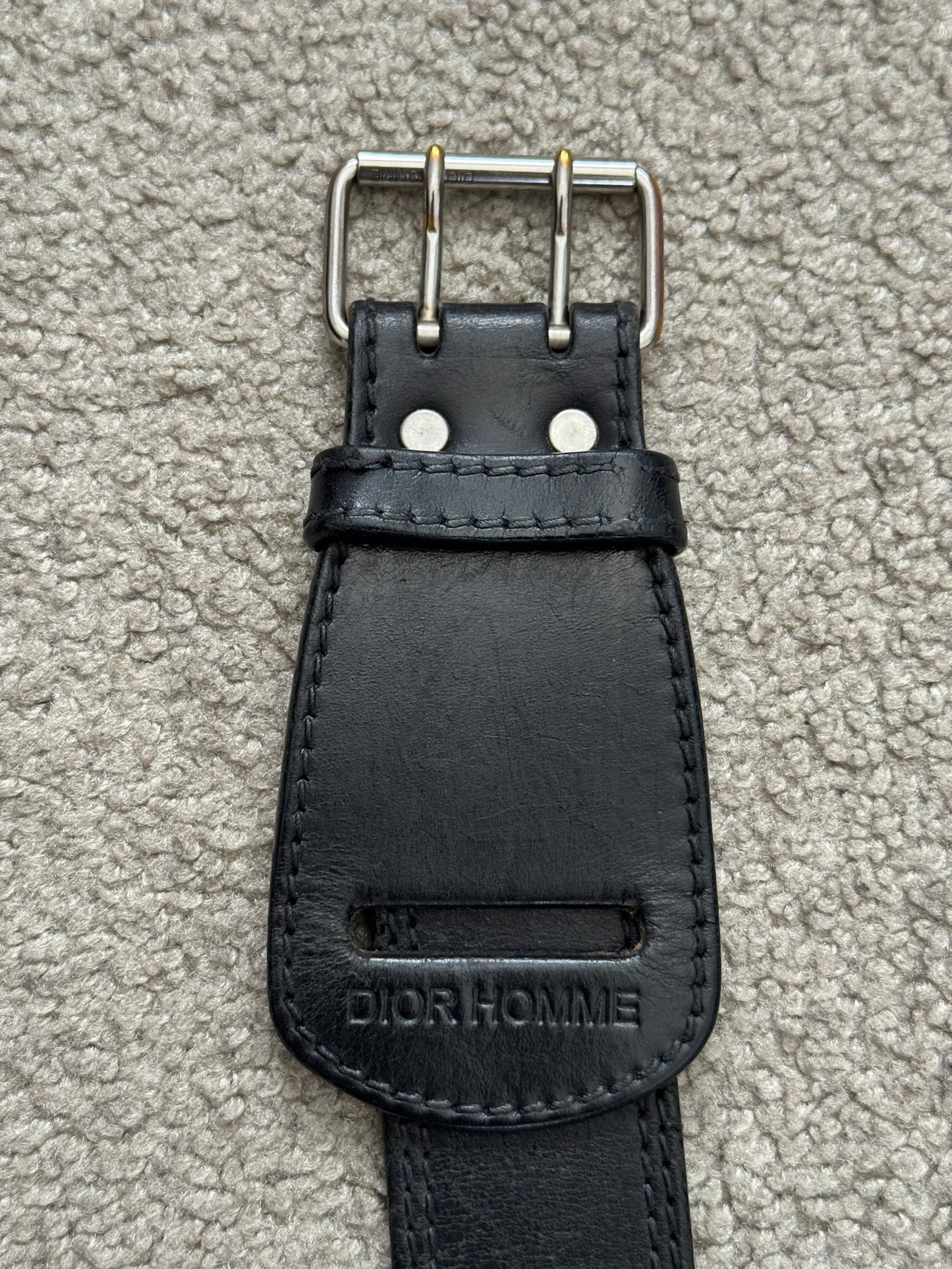 SS05 Dior Homme by Hedi Slimane Double Prong Black Leather Belt