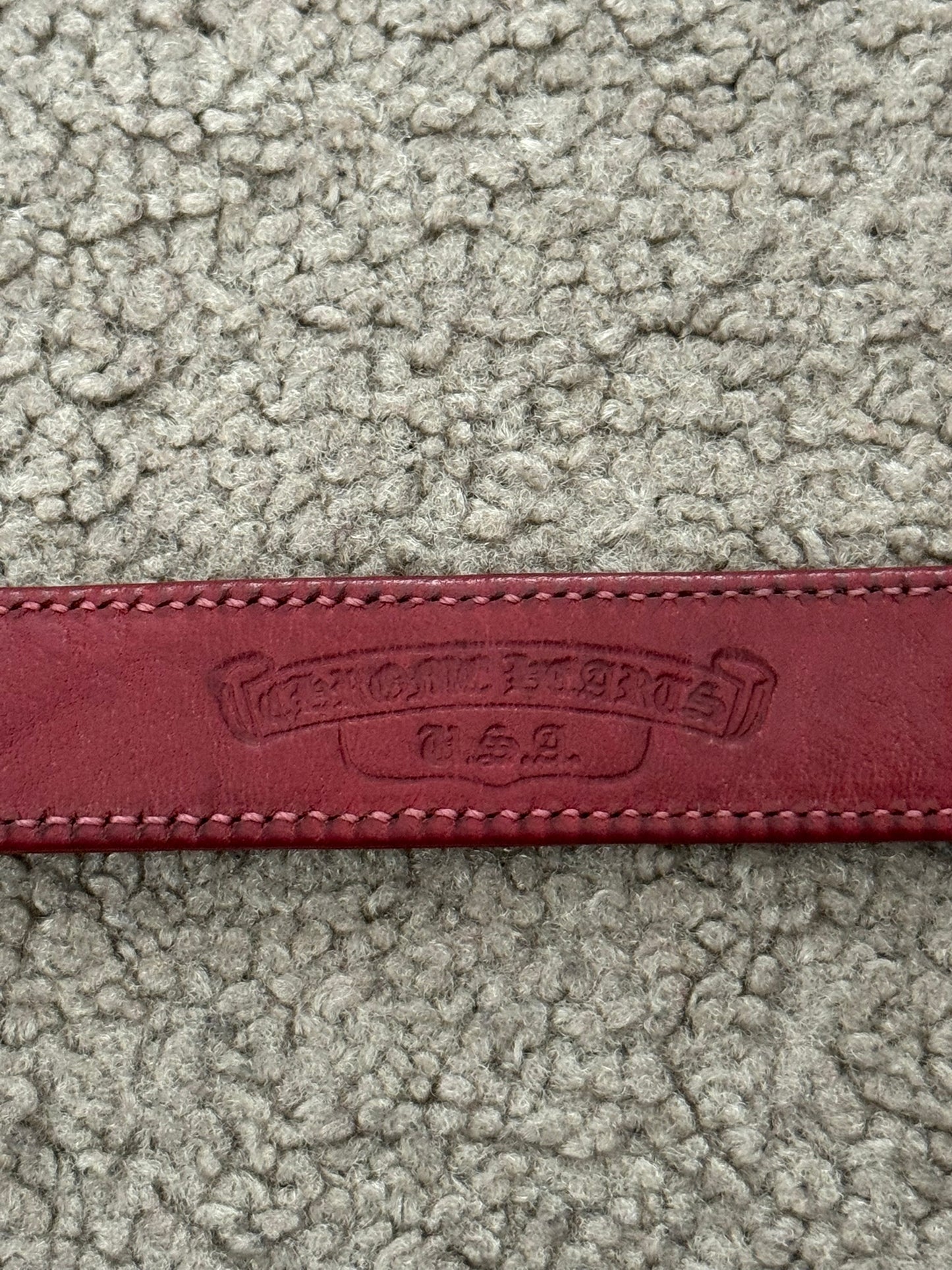 Chrome Hearts 3 Silver Rolling Stones Snap Button Leather Bracelet