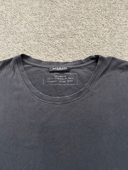 AW10 Balmain by Christophe Decarnin Distressed Black T Shirt