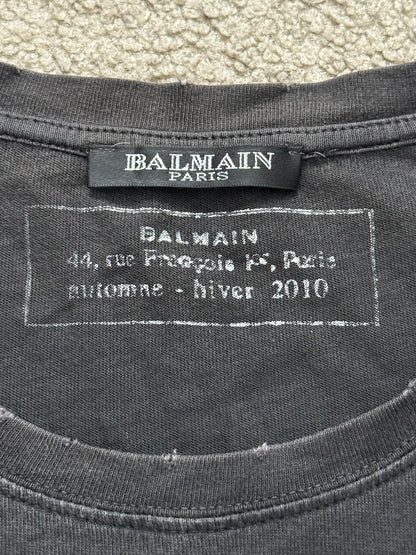 AW10 Balmain by Christophe Decarnin Distressed Black T Shirt