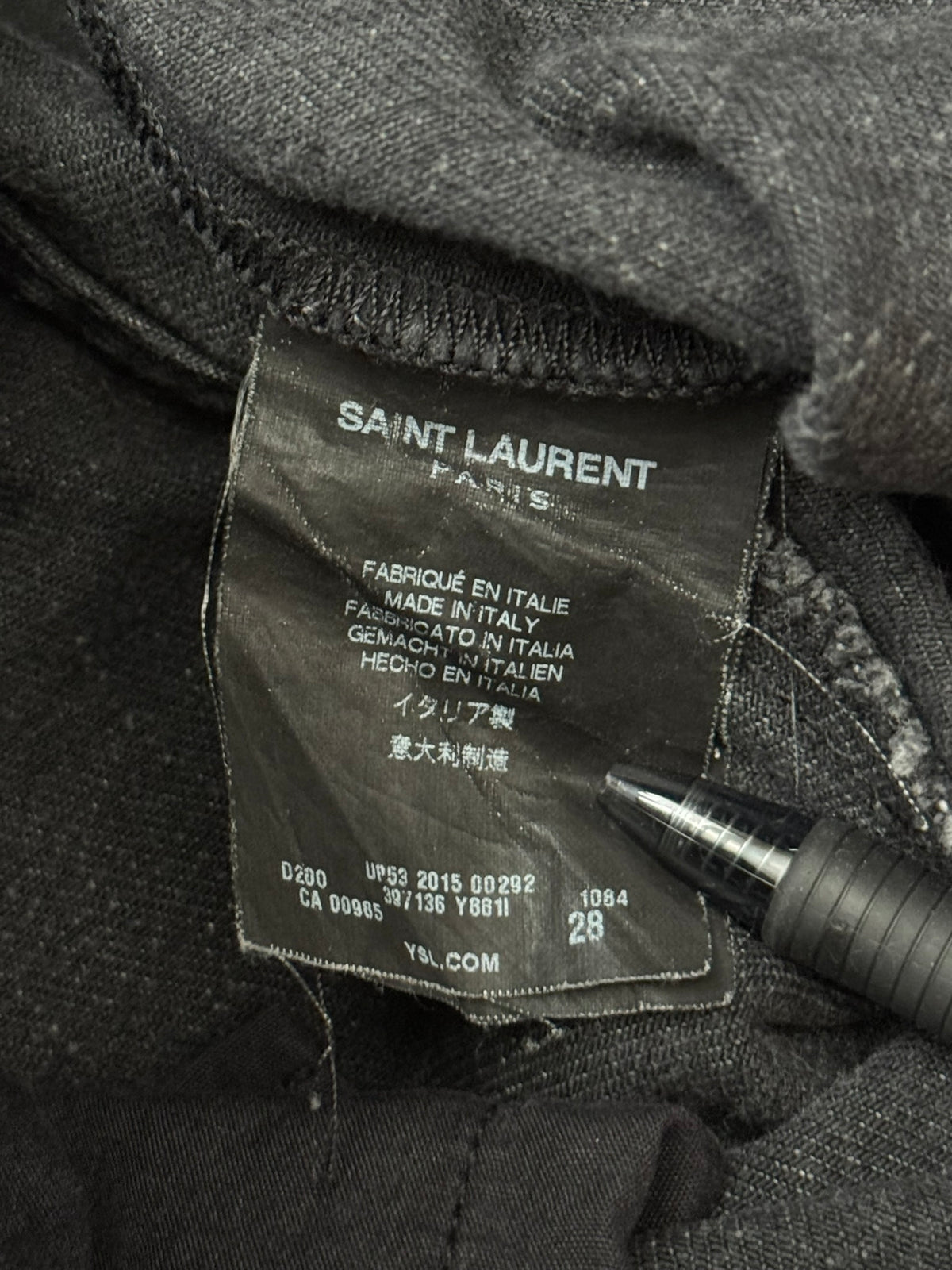 FW15 Saint Laurent by Hedi Slimane Black Washed D01 Denim Jeans