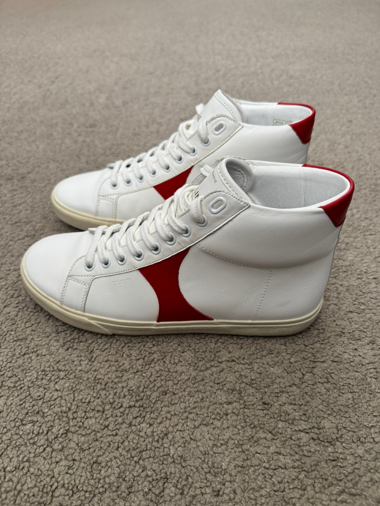 Celine TR 01 Triomphe White & Red Mid Top Sneakers