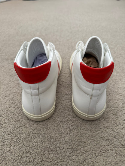 Celine TR 01 Triomphe White & Red Mid Top Sneakers