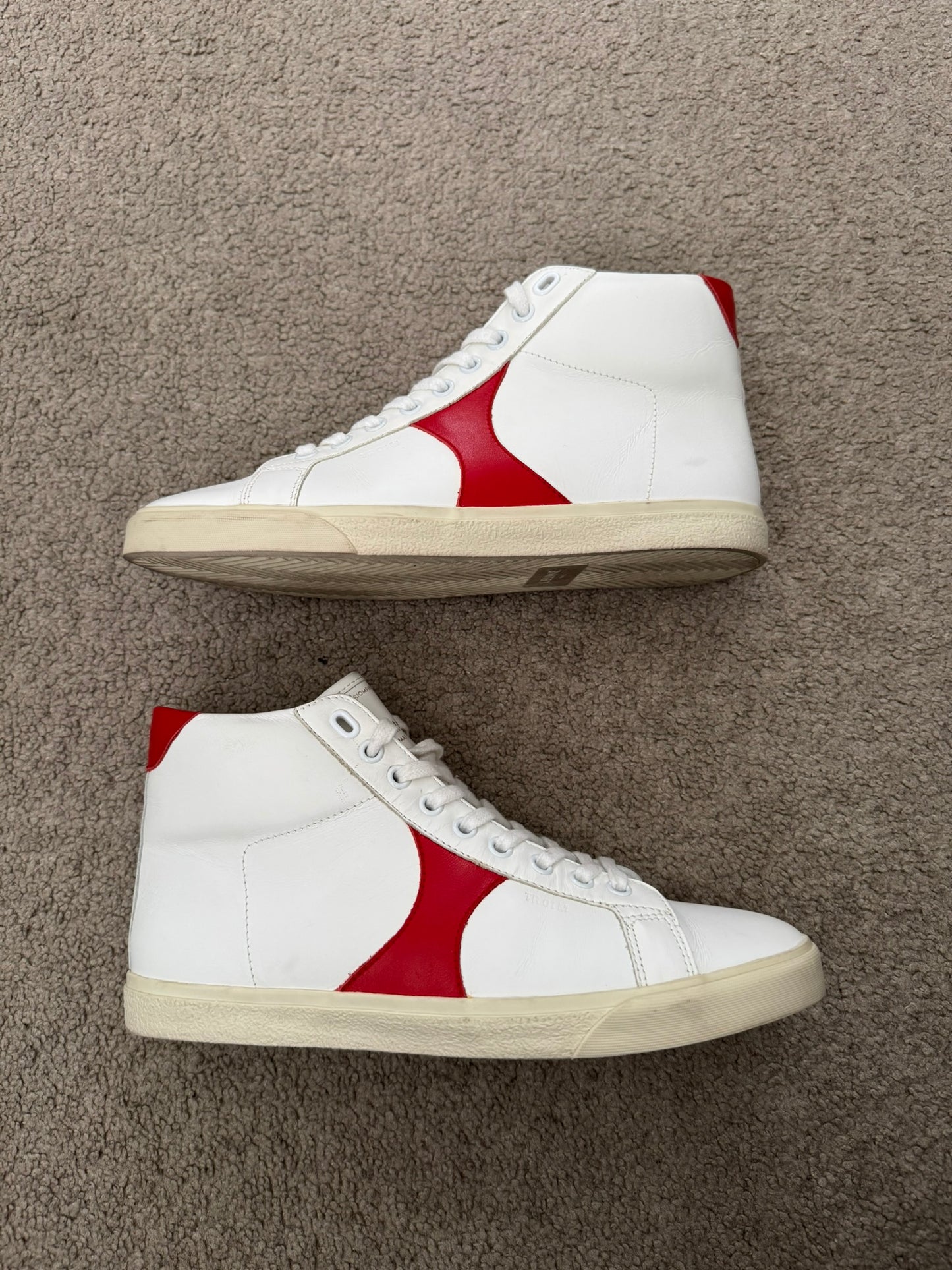 Celine TR 01 Triomphe White & Red Mid Top Sneakers