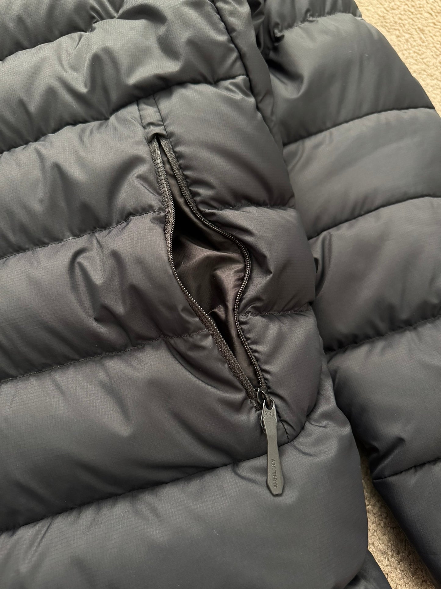 Arc'teryx Black Thorium Hooded Puffer Down Jacket