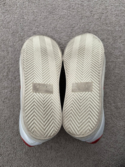 Celine TR 01 Triomphe White & Red Mid Top Sneakers