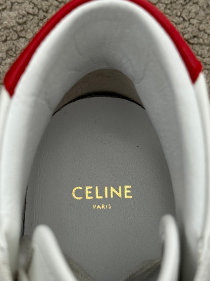 Celine TR 01 Triomphe White & Red Mid Top Sneakers