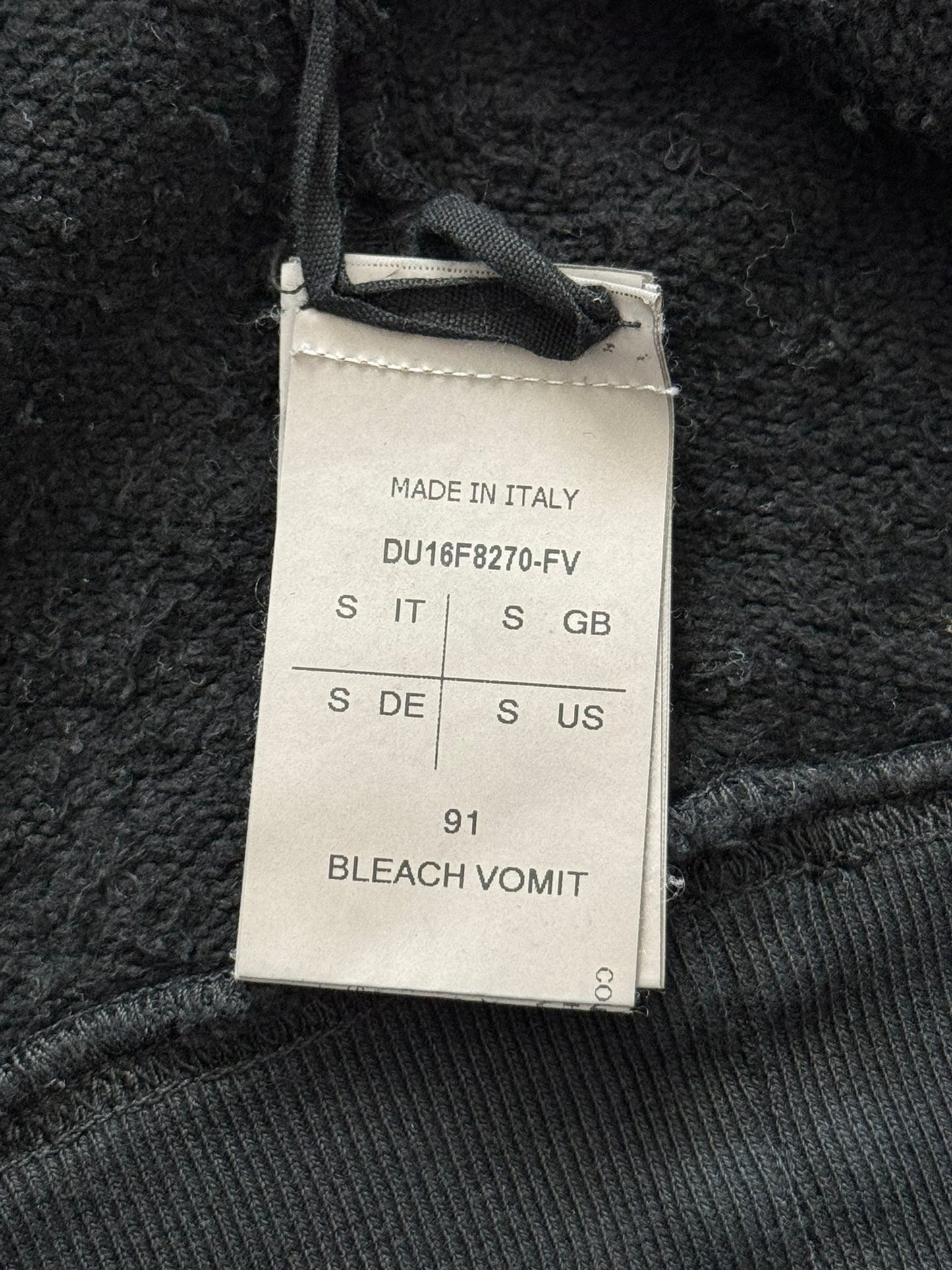 FW16 Rick Owens DRKSHDW Bleach "Vomit" Stain Sweatshirt