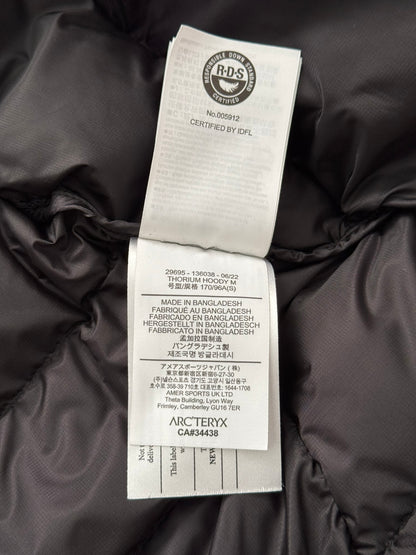 Arc'teryx Black Thorium Hooded Puffer Down Jacket