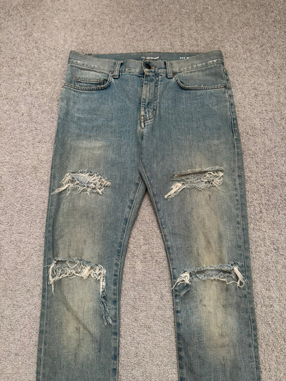 SS15 Saint Laurent by Hedi Slimane Crash Distressed D02 Denim Jeans