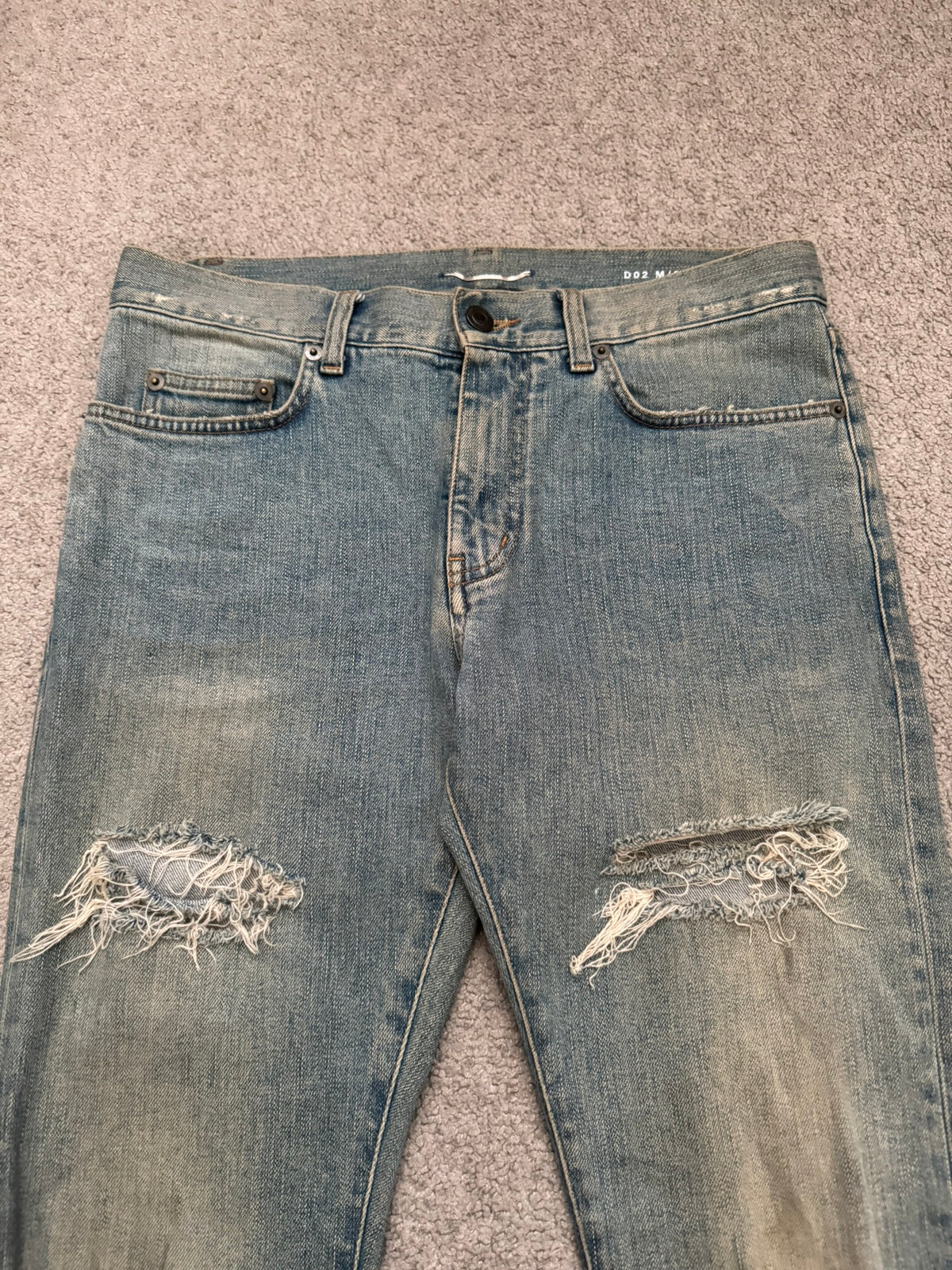 SS15 Saint Laurent by Hedi Slimane Crash Distressed D02 Denim Jeans