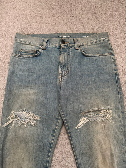 SS15 Saint Laurent by Hedi Slimane Crash Distressed D02 Denim Jeans