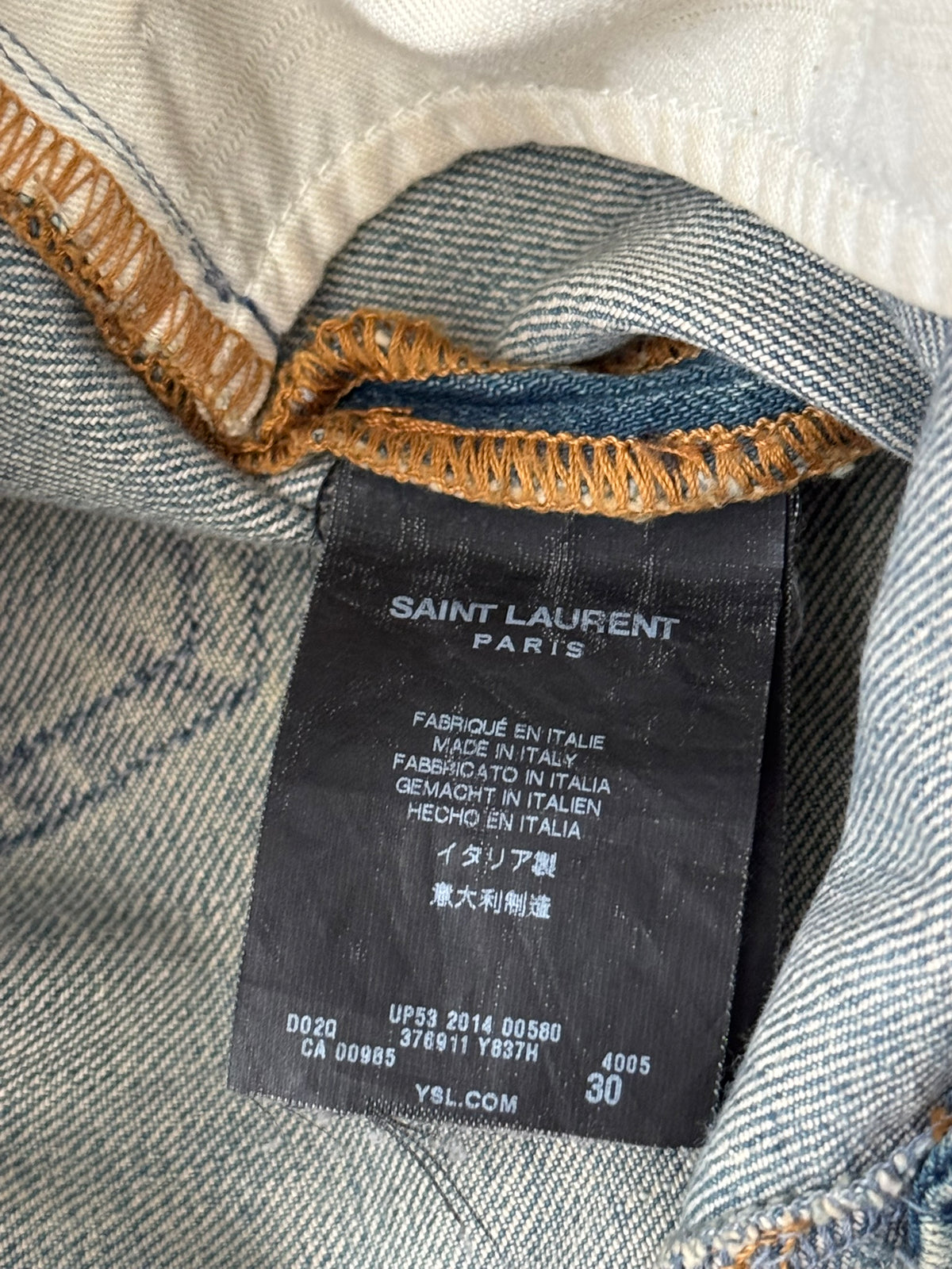 SS15 Saint Laurent by Hedi Slimane Crash Distressed D02 Denim Jeans