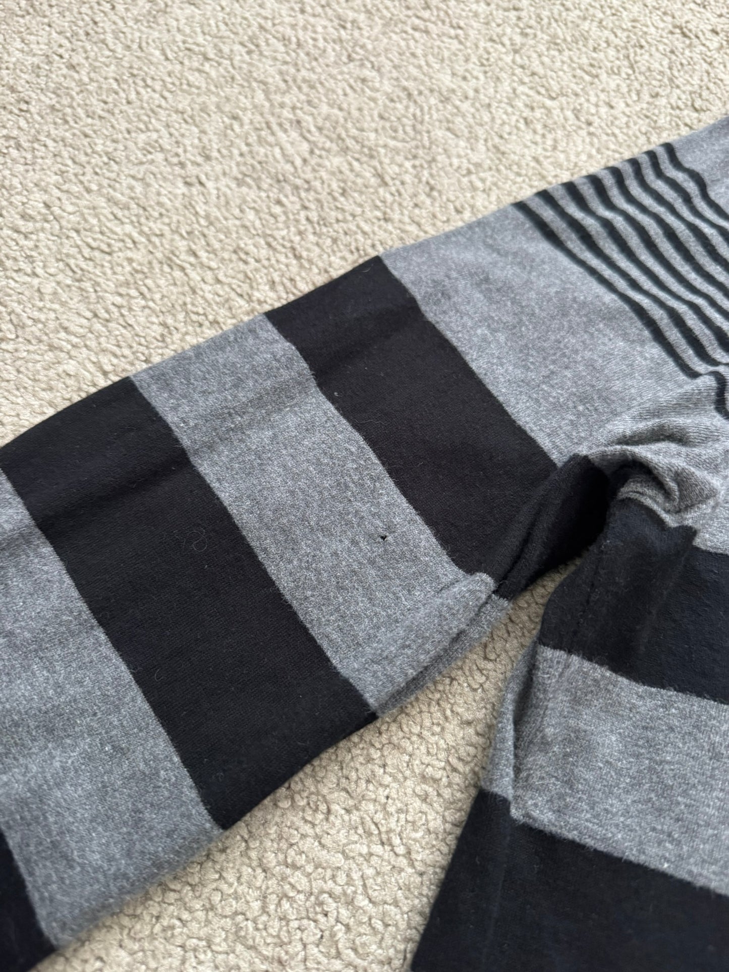 SS07 Undercover Black/Grey Striped Rugby Polo Long Sleeve Shirt