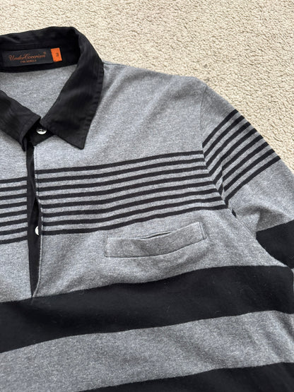 SS07 Undercover Black/Grey Striped Rugby Polo Long Sleeve Shirt