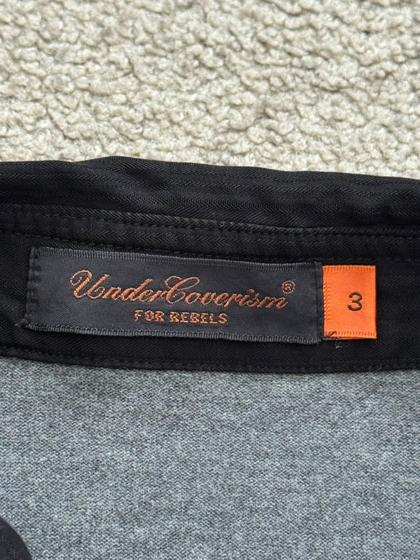 SS07 Undercover Black/Grey Striped Rugby Polo Long Sleeve Shirt
