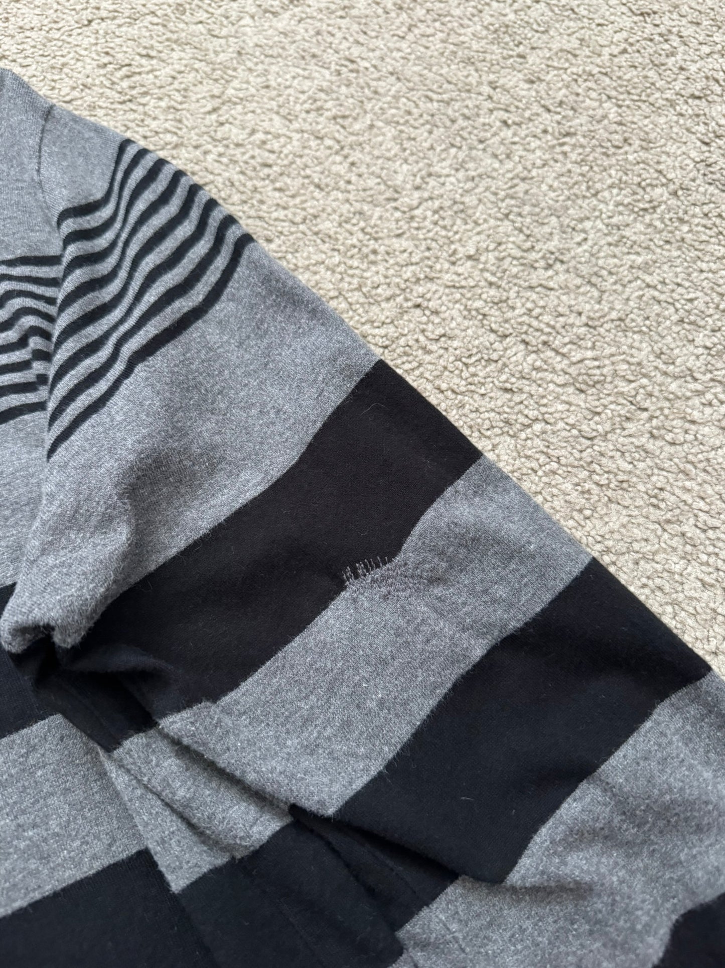 SS07 Undercover Black/Grey Striped Rugby Polo Long Sleeve Shirt