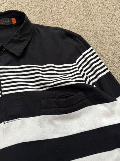 SS07 Undercover Black/White Striped Rugby Polo Long Sleeve Shirt