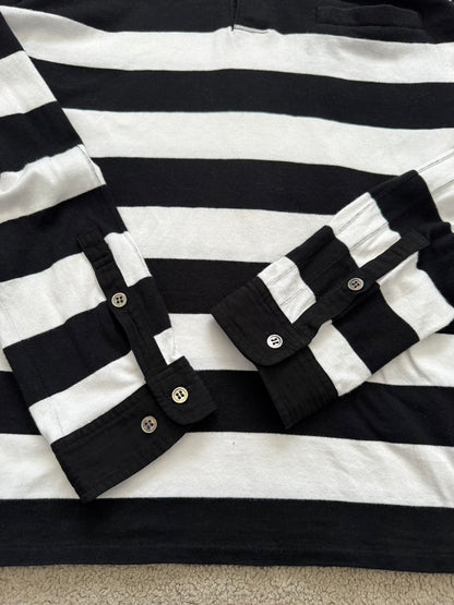 SS07 Undercover Black/White Striped Rugby Polo Long Sleeve Shirt