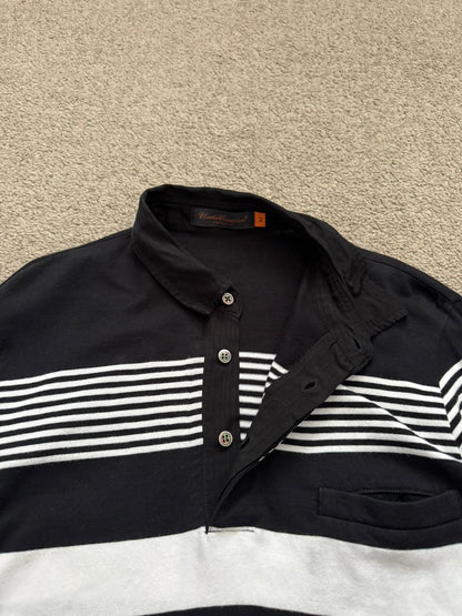 SS07 Undercover Black/White Striped Rugby Polo Long Sleeve Shirt