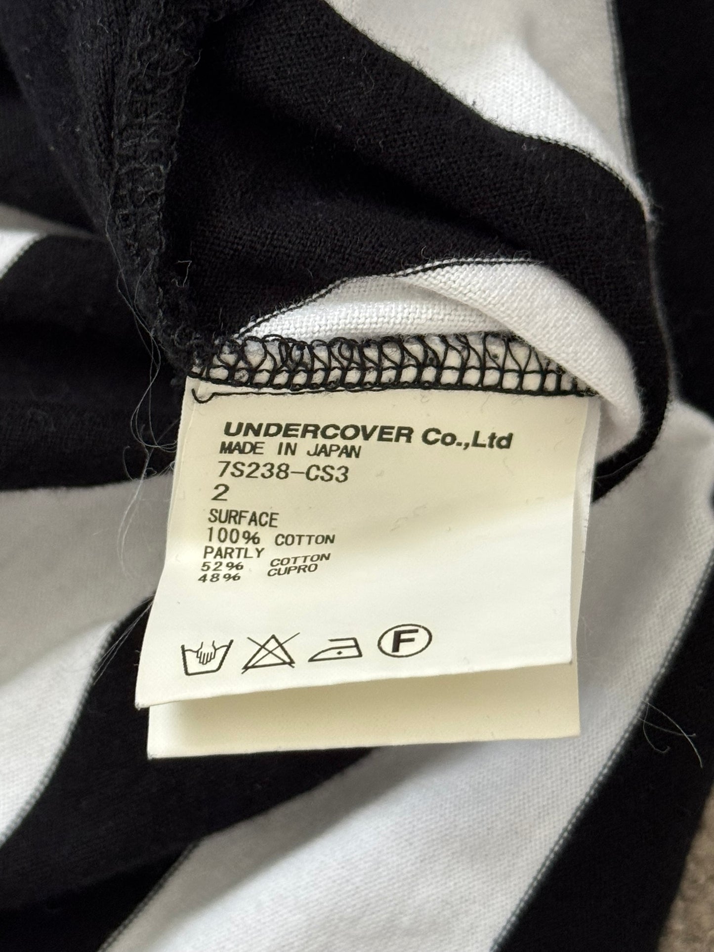 SS07 Undercover Black/White Striped Rugby Polo Long Sleeve Shirt
