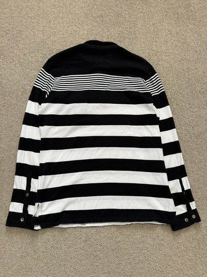 SS07 Undercover Black/White Striped Rugby Polo Long Sleeve Shirt