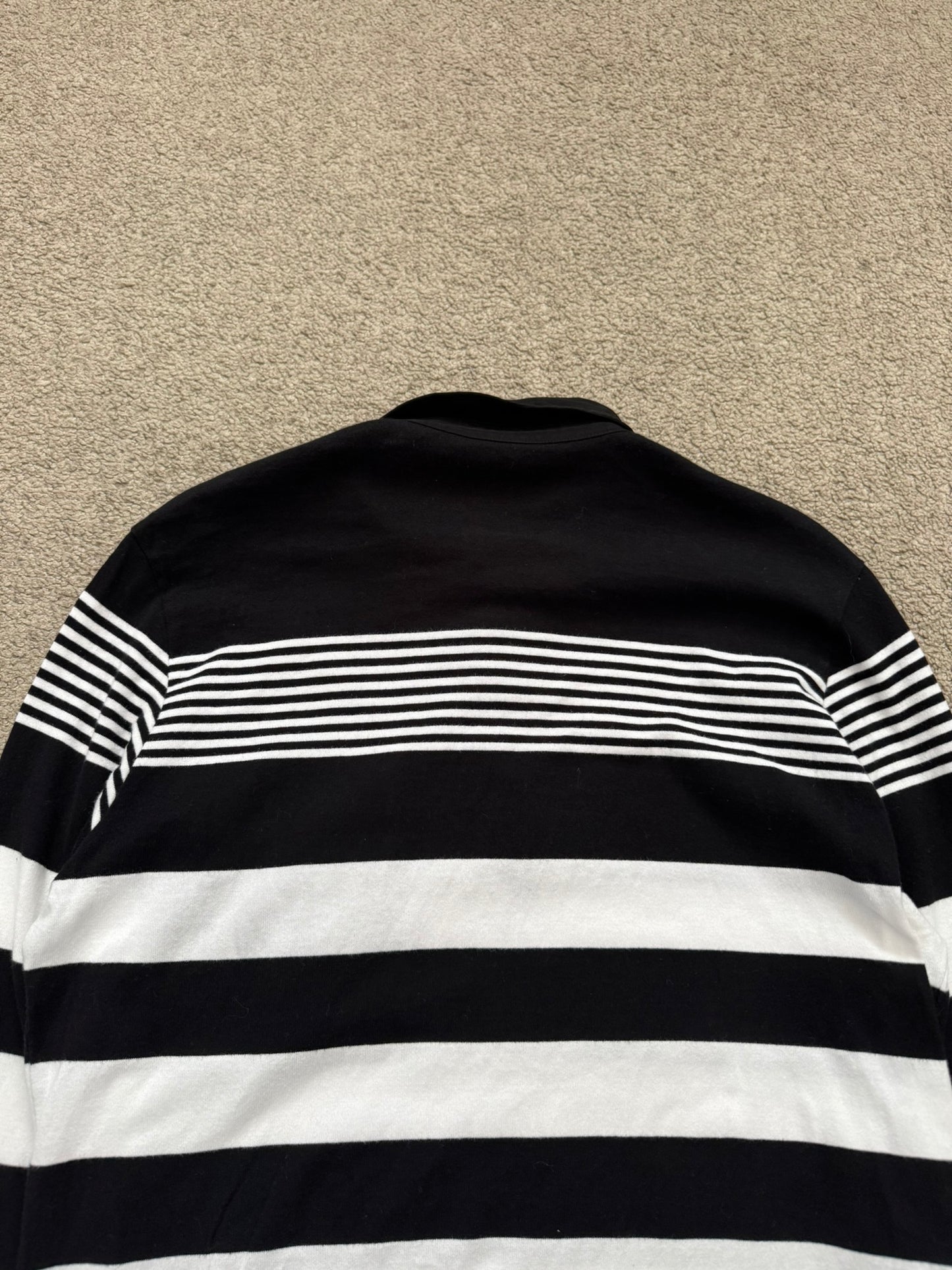 SS07 Undercover Black/White Striped Rugby Polo Long Sleeve Shirt
