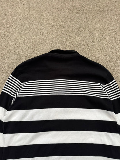 SS07 Undercover Black/White Striped Rugby Polo Long Sleeve Shirt
