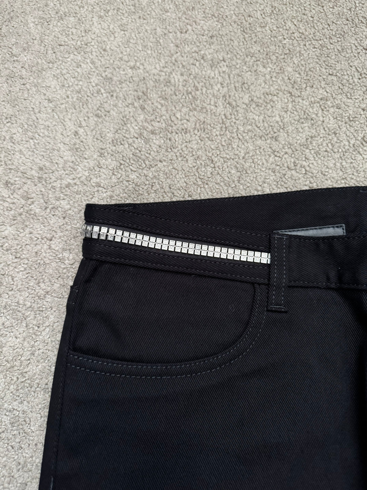 FW22 Givenchy 4G Studded Waist Black Denim Jeans