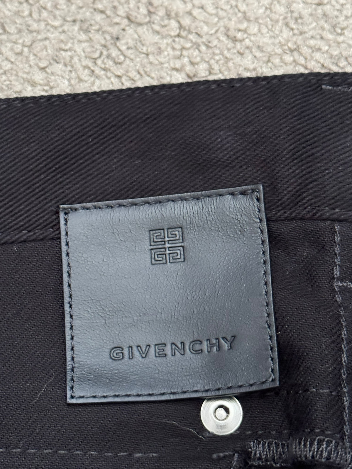 FW22 Givenchy 4G Studded Waist Black Denim Jeans