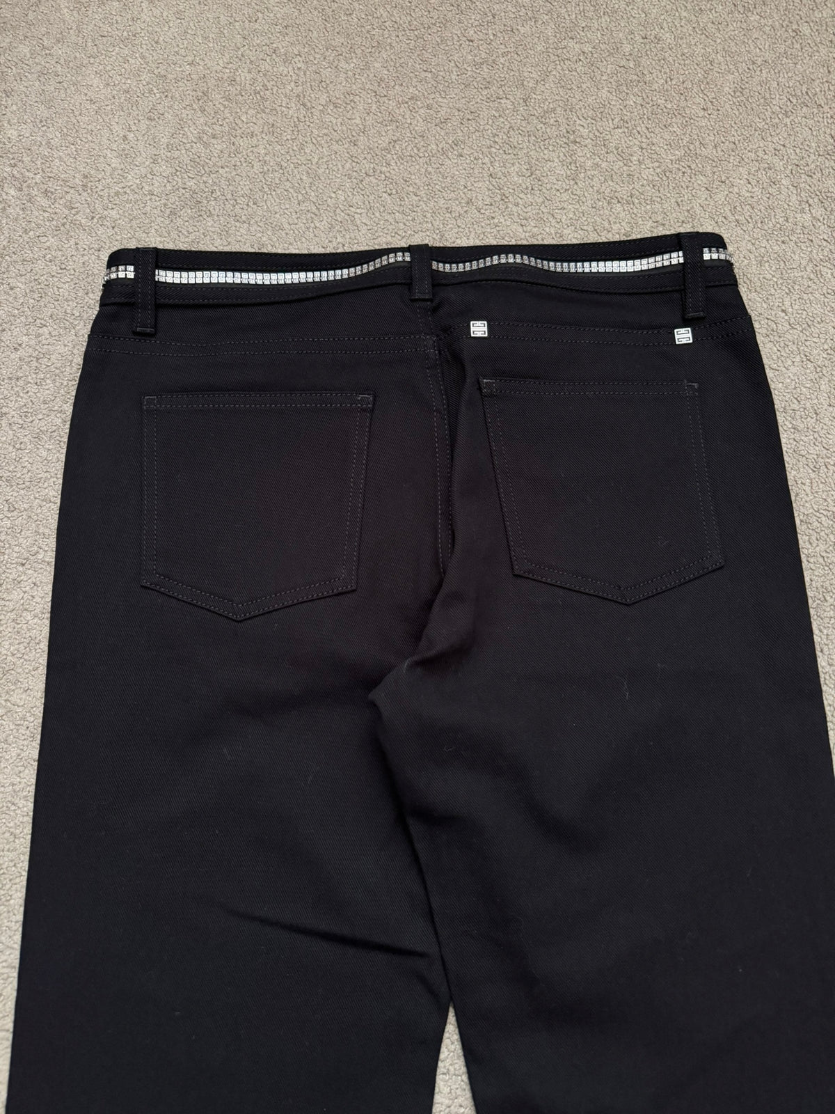 FW22 Givenchy 4G Studded Waist Black Denim Jeans