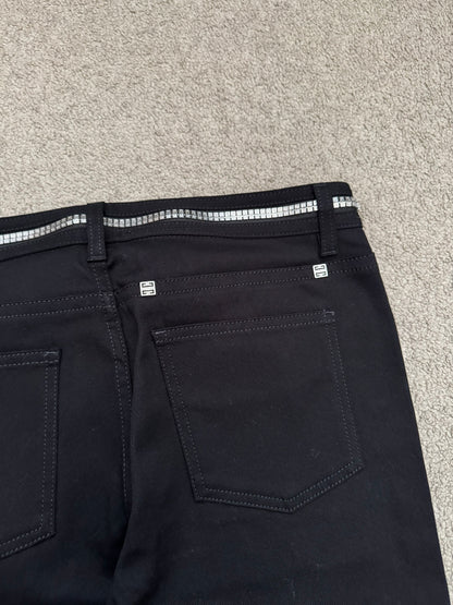 FW22 Givenchy 4G Studded Waist Black Denim Jeans