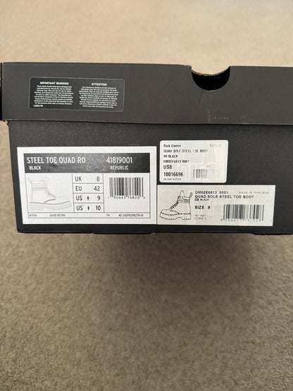 FW25 Rick Owens x Dr Martens Quad Sole Steel Toe Boots