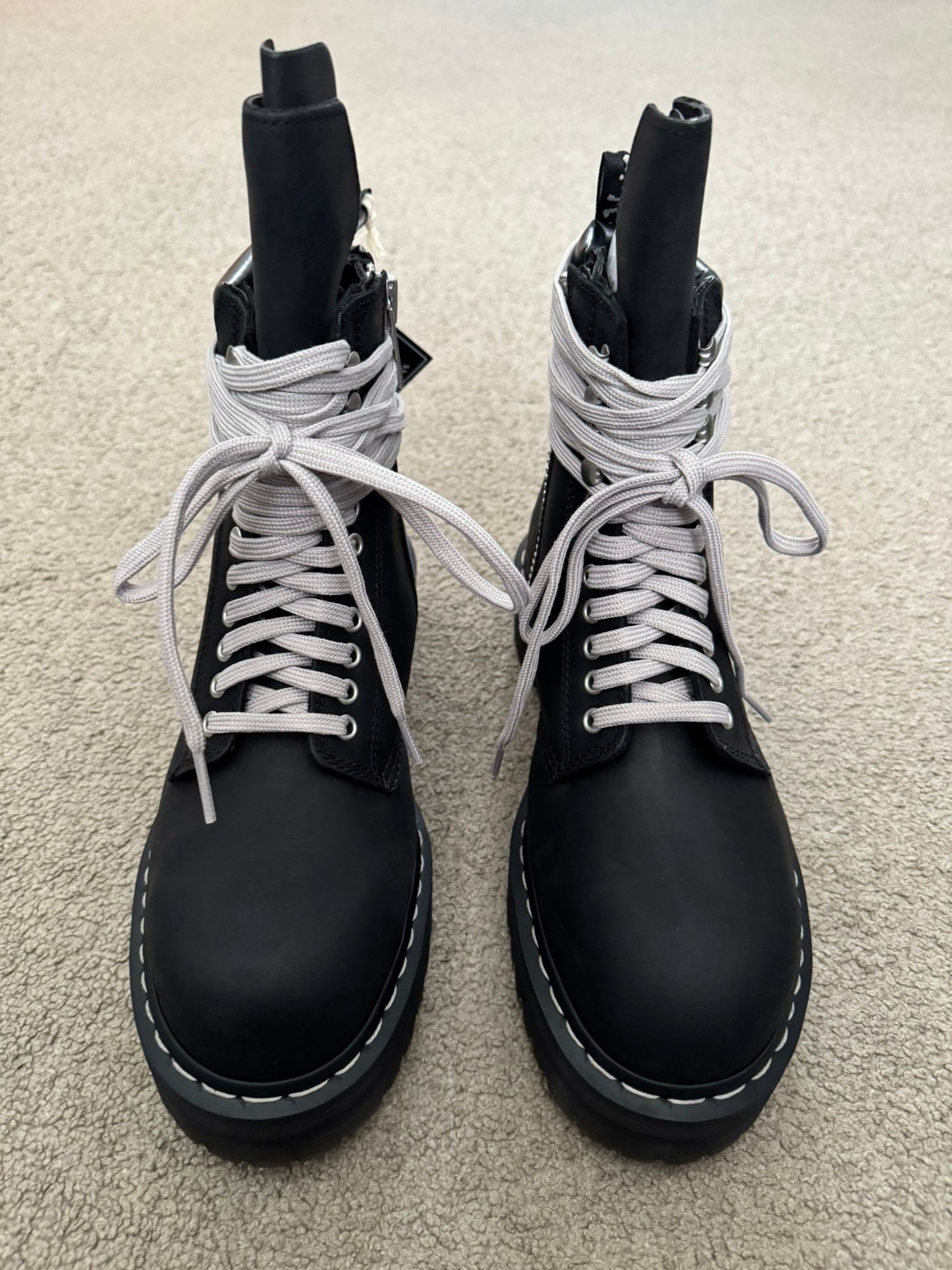 FW25 Rick Owens x Dr Martens Quad Sole Steel Toe Boots