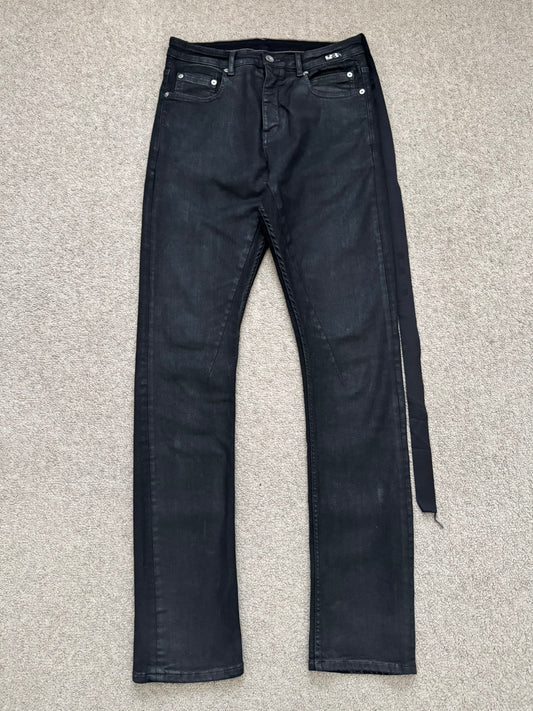 SS21 Rick Owens DRKSHDW Black Waxed Detroit Cut Denim Jeans