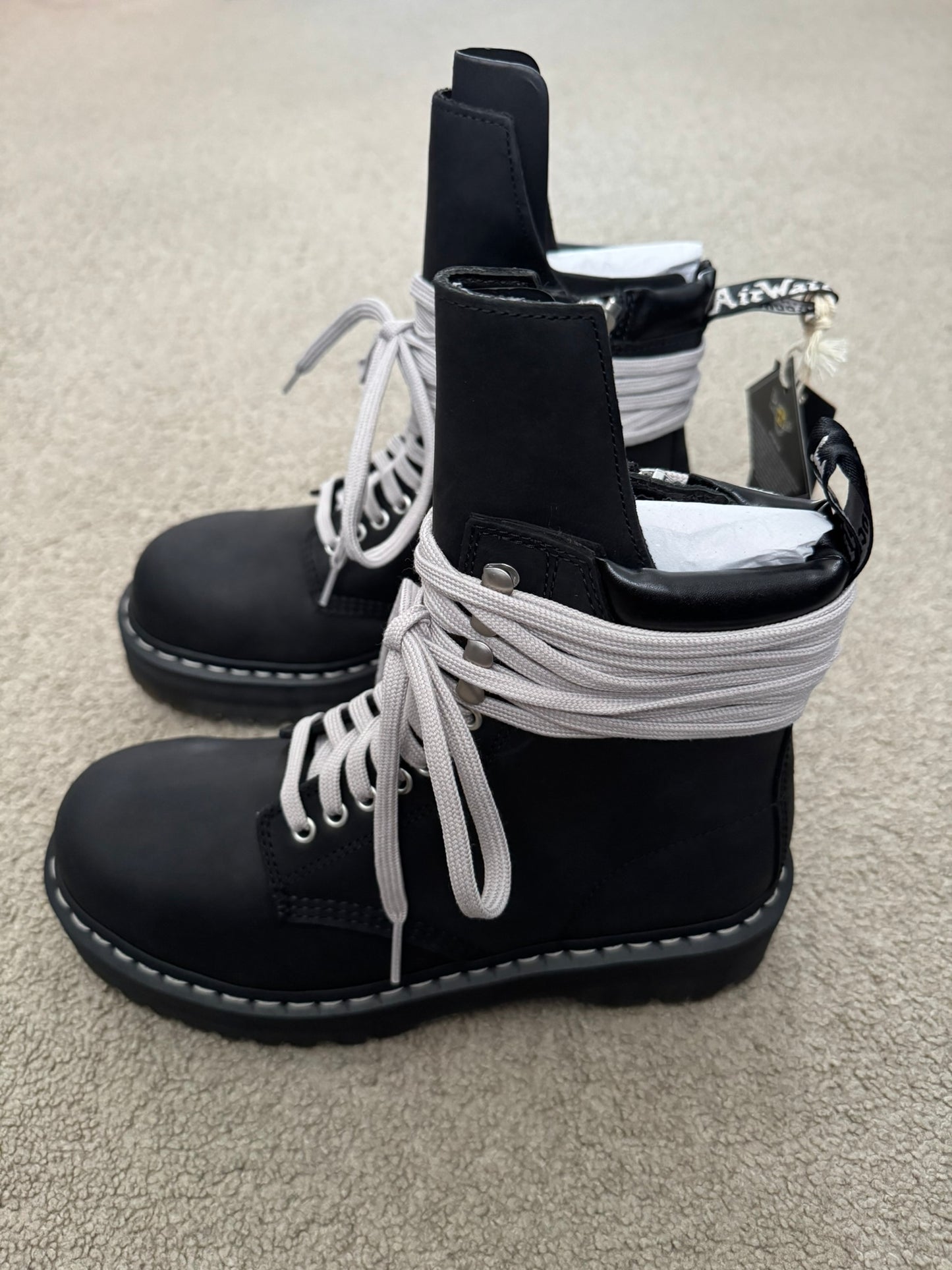 FW25 Rick Owens x Dr Martens Quad Sole Steel Toe Boots