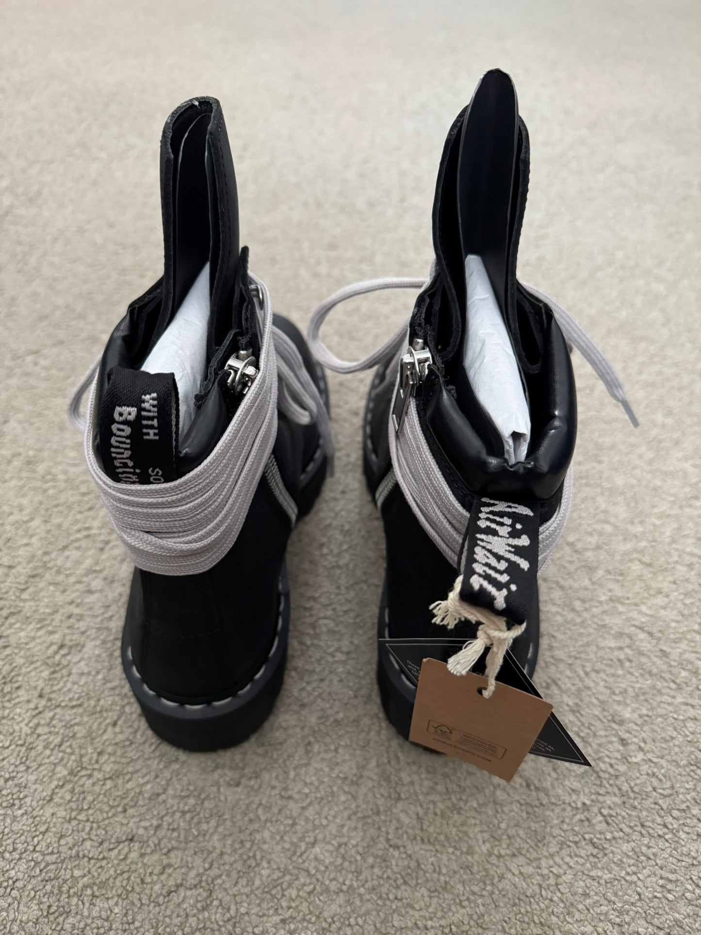 FW25 Rick Owens x Dr Martens Quad Sole Steel Toe Boots