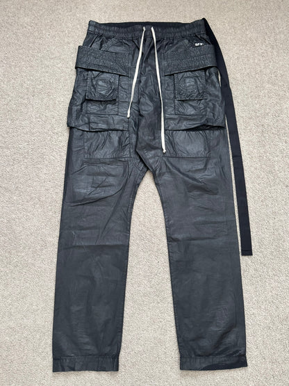 SS21 Rick Owens DRKSHDW Black Waxed Creatch Cargo Pants