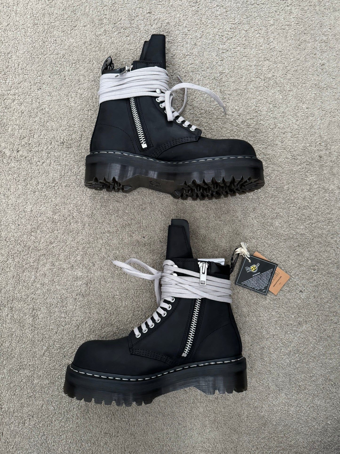 FW25 Rick Owens x Dr Martens Quad Sole Steel Toe Boots