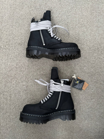 FW25 Rick Owens x Dr Martens Quad Sole Steel Toe Boots